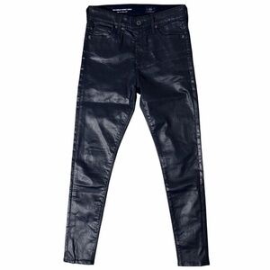 AG Adriano Goldschmied Farrah Leatherette Navy Blue 25 Skinny Jeans High Rise